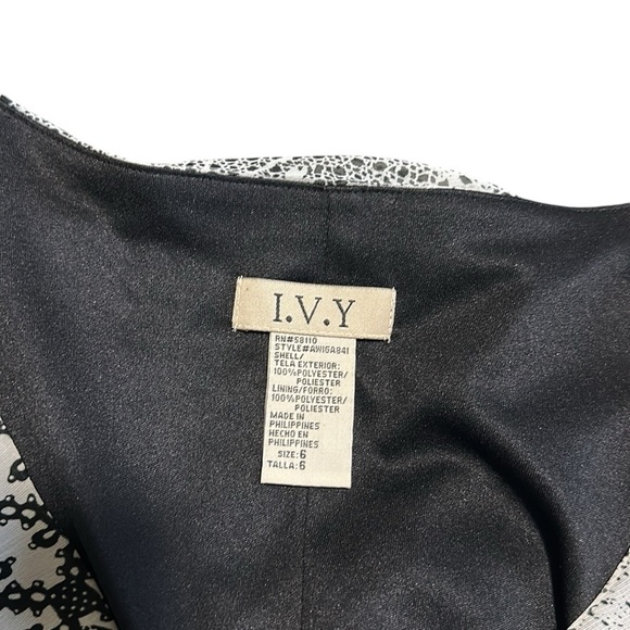 I.V.Y Y2K Midi Dress Black White Parsley Print Size 6 - Picture 7 of 7